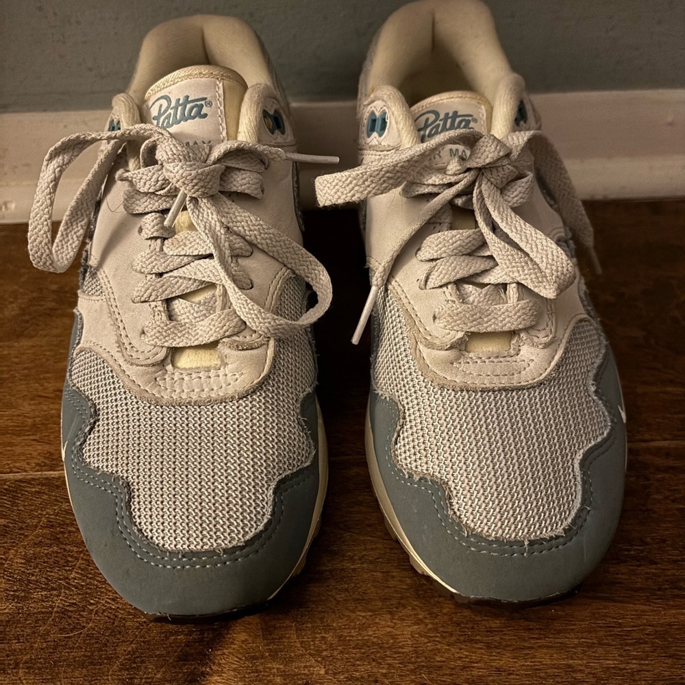 Patta Nike Air White and Blue Sneakers